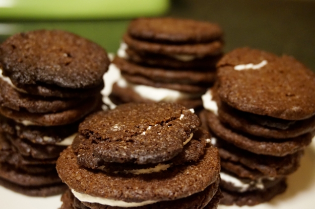 Lots of little stacks of yummy cookies.