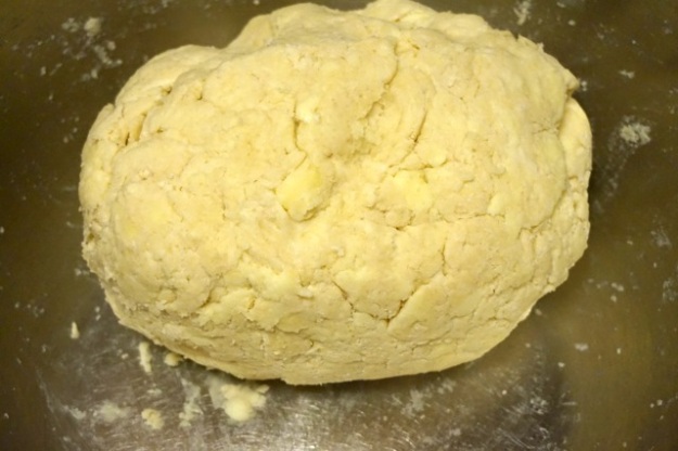 Add some cold water and you eventually turn it into this lovely looking dough.